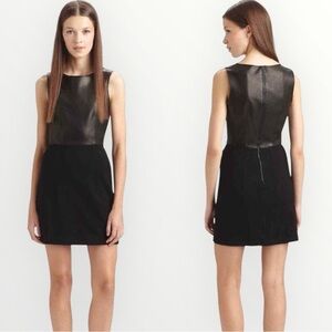 Theory Black Leather Panel Dress